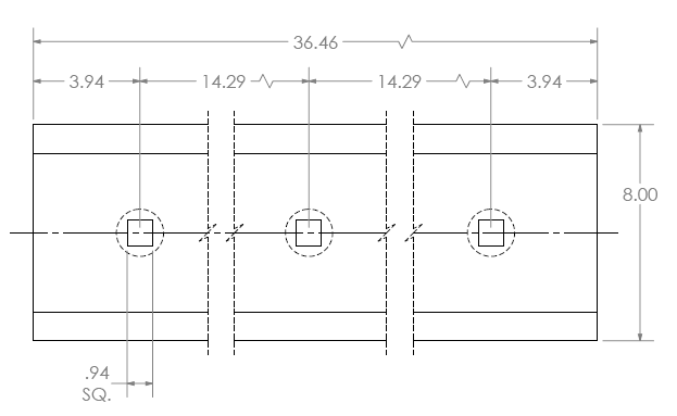 HRLO Rollout Bucket Cutting Edge 3 Piece 36.46" Each